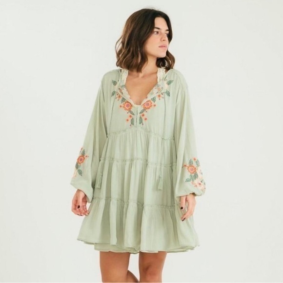 FREE PEOPLE Spell On You Embroidered Mini Dress - Picture 1 of 8